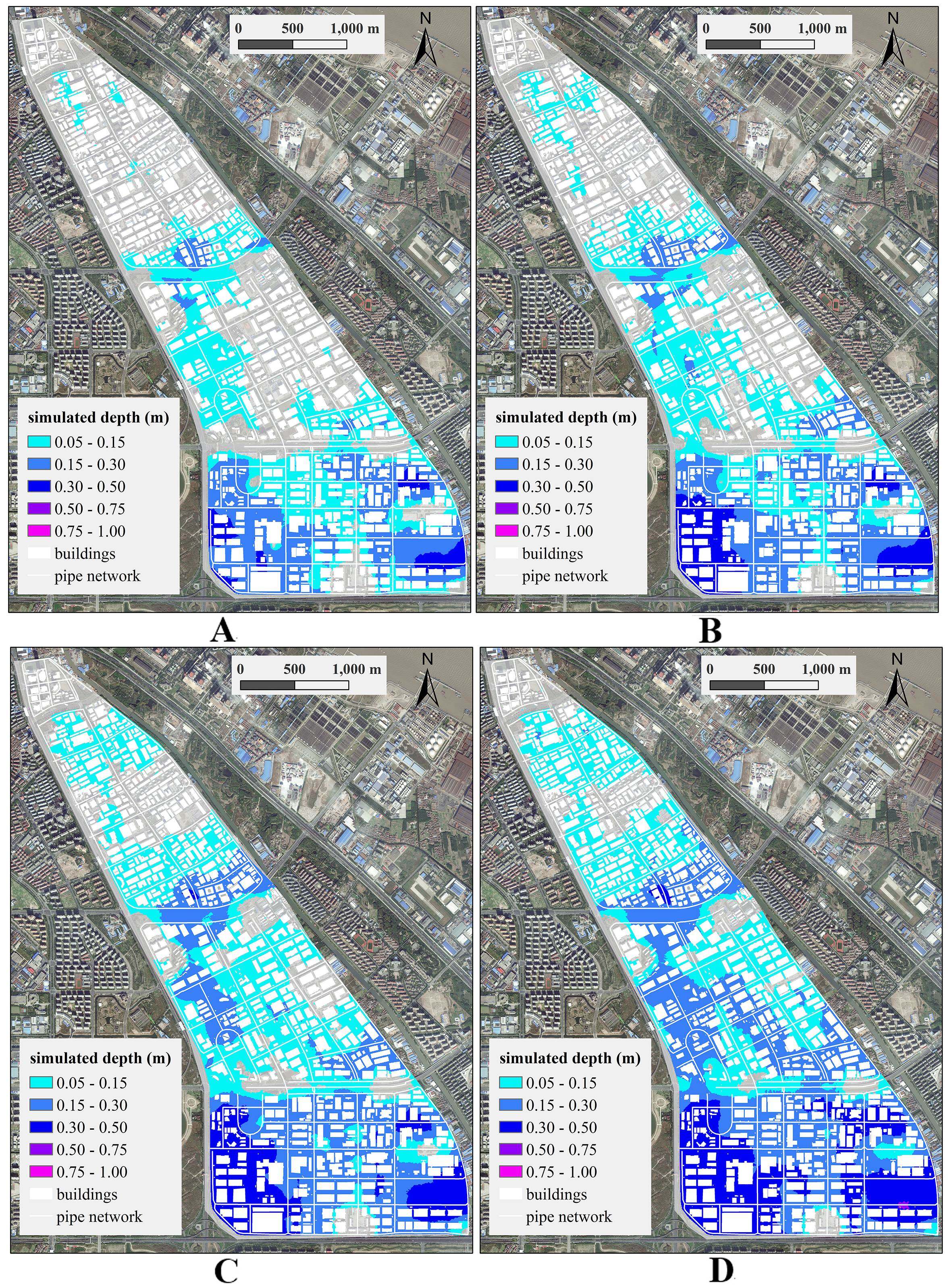 Multi-dimensional dynamic simulation of rainstorm waterlogging in urban communities